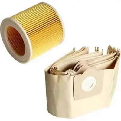 5x vrečka za prah 1x filter za sesalnik Karcher Wd3 Premium Wd 3300 M Wd 3200 Wd3500 P 6959-130