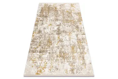 Moderna preproga DUKE 51546 bež / zlata - Vintage, strukturiran, zelo mehak, resice 80x150 cm