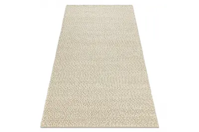 Volnena preproga TAHAR 99005B krema / siva - ROČNO TKANA petlja, uniforma 90x150 cm