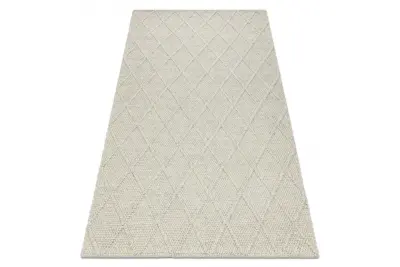 Volnena preproga TAHAR 99001C bež - ROČNO TKANA petlja, rombovi, boho 160x240 cm