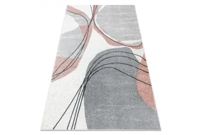 Preproga FUSION 5868 belo / temno roza - Linije, moderna, abstraktna 180x270 cm