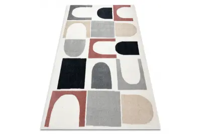 Preproga FUSION 0213 belo / temno roza - Geometrična, moderna, abstraktna 280x370 cm