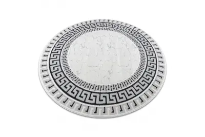 Preproga ALLURE 1960 krog, Grški ključ, okvir - strukturna, elegantna, glamur belo / siva cercle 150 cm