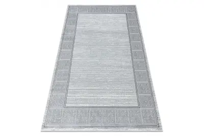 Preproga ALLURE 8783 Grški ključ, okvir - strukturna, elegantna, glamur svetlo siva / bela 80x150 cm