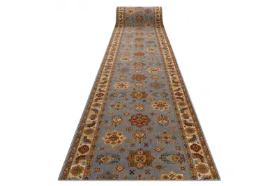 KESHAN tekač 7683/53544 Okvir, oriental modra / bež 90 90x750 cm