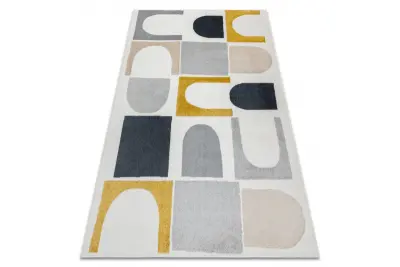 Preproga FUSION 0213 belo / žuta boja - Geometrična, moderna, abstraktna 140x190 cm