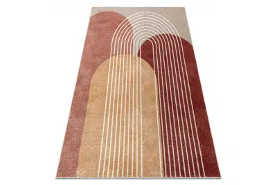 Preproga FUSION 0810 bež / terakota - Geometrična, moderna, abstraktna 200x290 cm