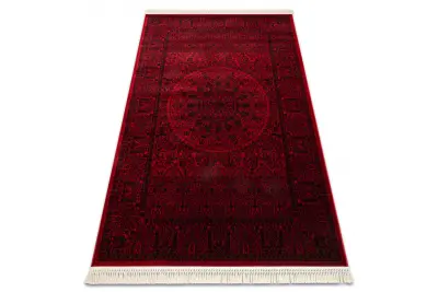 ORIENT 6039 preproga bordo / črna Okvir, rozeta, orientalski, z resicami 180x270 cm