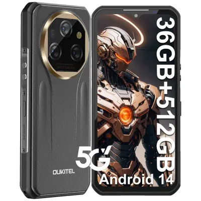 OUKITEL WP39 Pro 5G 36/512GB Dimensity 6300, črna pametni robustni telefon Android 14, 6.6" FHD+