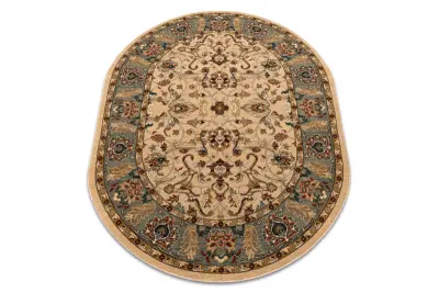 Preproga volna OMEGA ovalni ORDA rože jasmin 2 zelena 170x235 cm