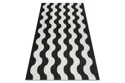 Preproga v videzu sisala FLAT 49377690 Valovi smetana / črna 160x230 cm