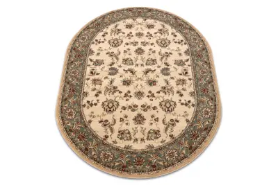 Preproga volna POLONIA ovalni MADRAS rože jasmin 2 zelena 170x235 cm