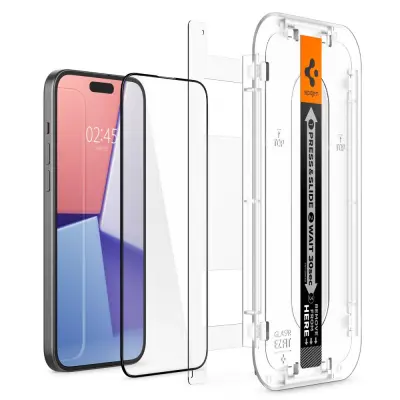 SPIGEN KALJENO STEKLO GLAS.TR 'EZ FIT' FC ZA IPHONE 15 ČRNO