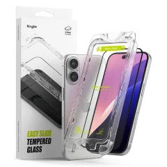 RINGKE KALJENO STEKLO EASY SLIDE 2-PACK ZA IPHONE 15 16 ČRNO