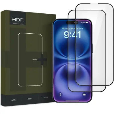 HOFI GLASS PRO+ KALJENO STEKLO 2-PAKET ZA IPHONE 16 ČRNO ZAŠČITNO