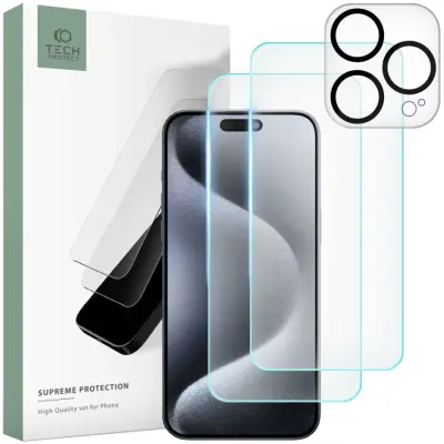 TECH-PROTECT KALJENO STEKLO SUPREME SET ZA IPHONE 15 PRO MAX CLEAR