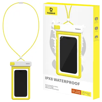 Baseus DeepDive Vodoodporno Ohišje IPX8 s 4 Slojno Tesnitvijo - Belo-Rumeno