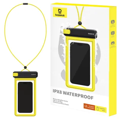 Etui Baseus DeepDive vodoodporno ohišje IPX8 s 4-plastnim tesnjenjem - črno-rumeno