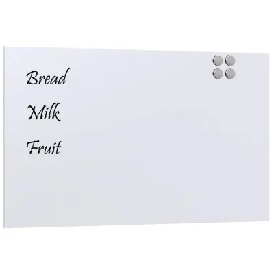 vidaXL Stenska magnetna tabla Bela 100x60 cm Kaljeno steklo