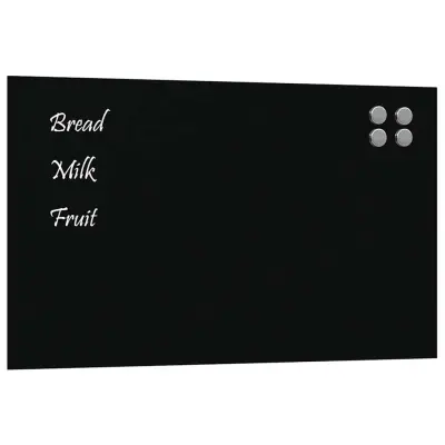 vidaXL Stenska magnetna tabla črna 100x60 cm Kaljeno steklo