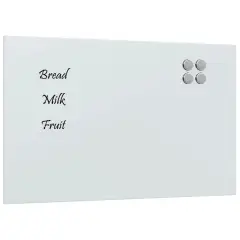 vidaXL Stenska magnetna tabla bela 80x50 cm kaljeno steklo
