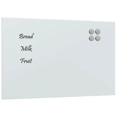 vidaXL Stenska magnetna tabla bela 80x50 cm kaljeno steklo
