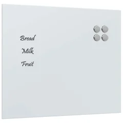 vidaXL Stenska magnetna tabla bela 60x50 cm kaljeno steklo