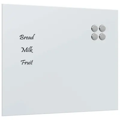 vidaXL Stenska magnetna tabla bela 60x50 cm kaljeno steklo