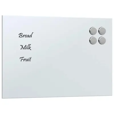 vidaXL Stenska magnetna tabla bela 30x20 cm kaljeno steklo