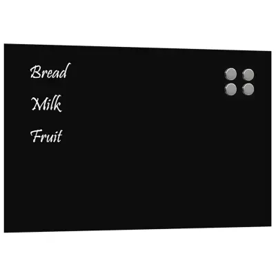 vidaXL Stenska magnetna tabla črna 80x50 cm kaljeno steklo