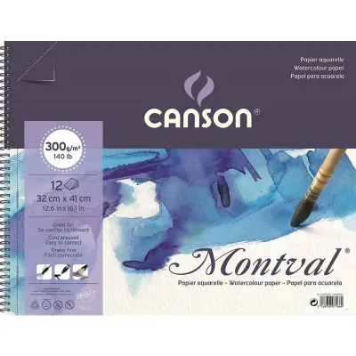 Blok akvarelni spirala Montval 32x41 cm 300 g, 12 listni; Cold Pressed