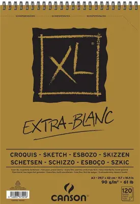 Skicirka spirala XL Extra White A3 90 g, 120 listna