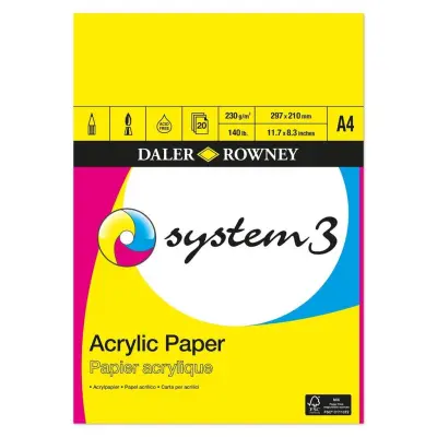Blok za akrile System3, A4, 230 g, 20 listni