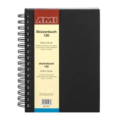 Skicirka spirala trde platnice Ami 15x21,8 cm, 120g, 80 list