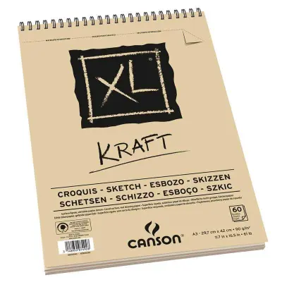 Skicirka spirala XL Kraft A3 90 g , 60 listna