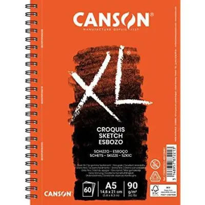 Skicirka spirala XL Croquis A5 90 g, 60 listna, leva spirala