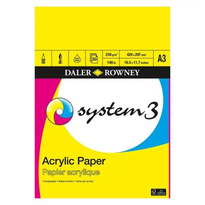Blok za akrile System3, A3, 230 g, 20 listni