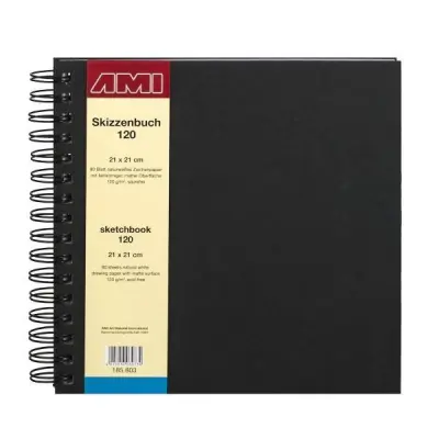 Skicirka spirala trde platnice Ami 21x21 cm, 120g, 80 listna
