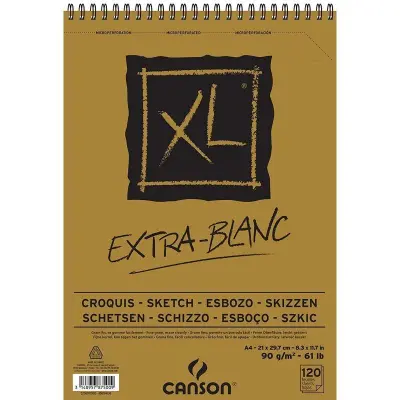 Skicirka spirala XL Extra White A4 90 g, 120 listna