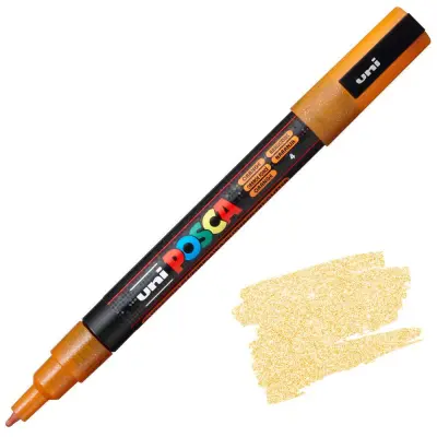 POSCA Uni flomaster; konica 0,9-1,3 mm; oranžen z bleščicami