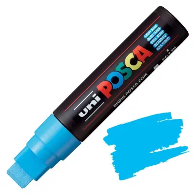 POSCA Uni flomaster; konica 15 mm ploščata; svetlo moder