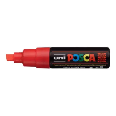 POSCA Uni flomaster; konica 8 mm prirezana; fluo rdeč