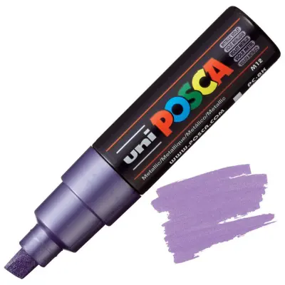 POSCA Uni flomaster; konica 8 mm prirezana; kovinsko vijoličen