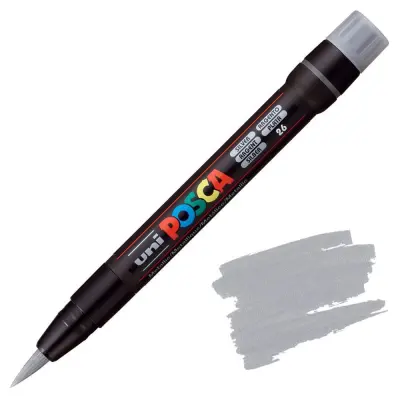 POSCA Uni flomaster; konica čopič; srebrn