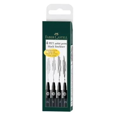 PITT Artist pen set 4 črni (XS,S,F,M)