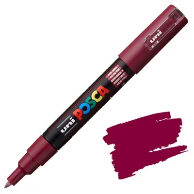 POSCA Uni flomaster; konica 0,7 mm bullet; vinsko rdeč