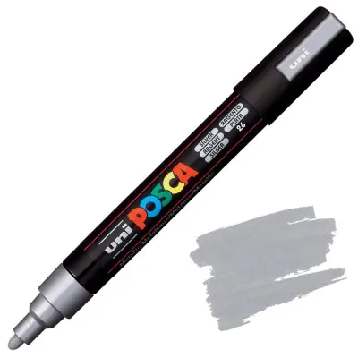 POSCA Uni flomaster; konica 1,8-2,5 mm; srebrn