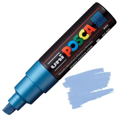 POSCA Uni flomaster; konica 8 mm prirezana; kovinsko moder