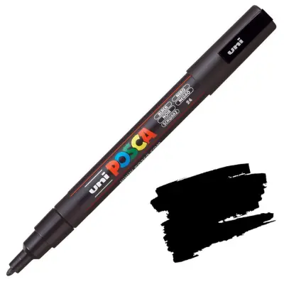 POSCA Uni flomaster; konica 0,9-1,3 mm; črn