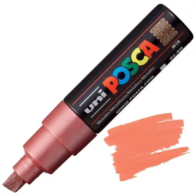 POSCA Uni flomaster; konica 8 mm prirezana; kovinsko rdeč